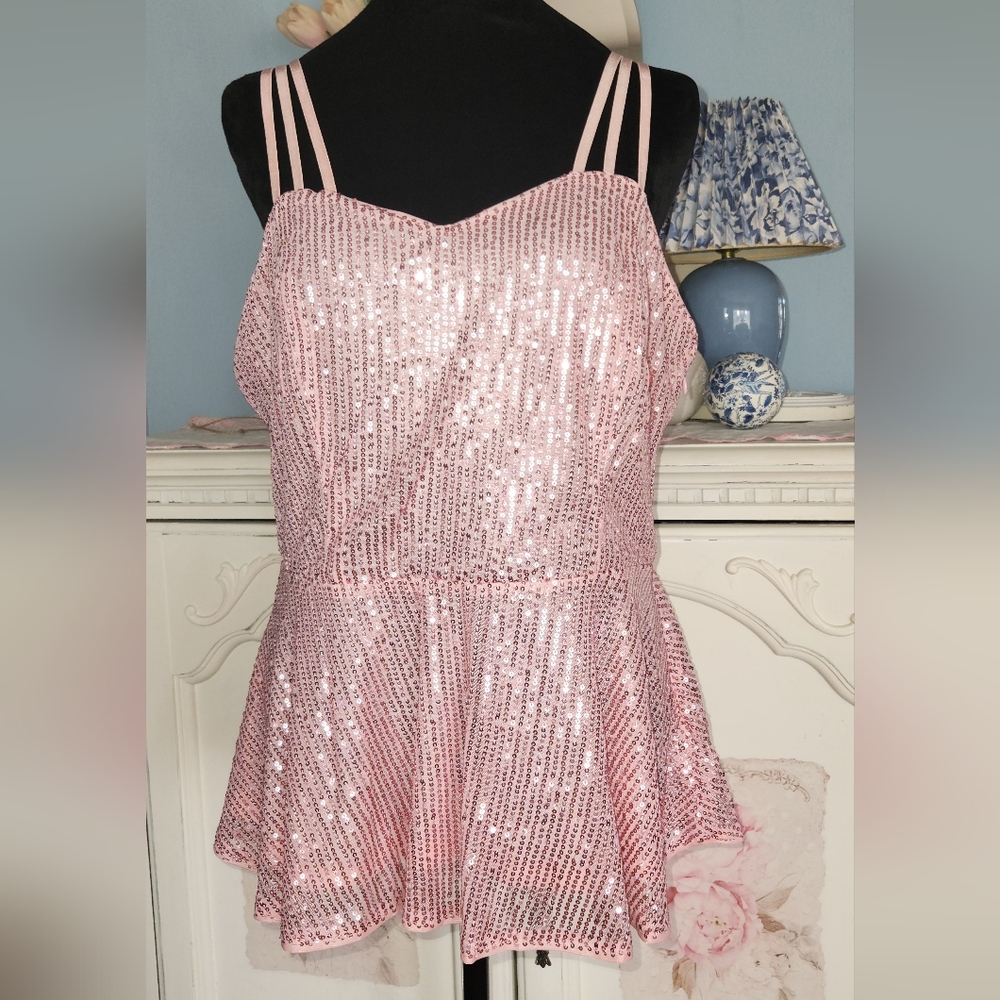 Peplum Pink sequin Top      Size XL